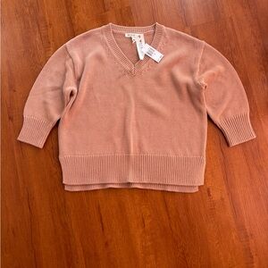 Workshop Republic Clothing V-Neck Boxy Sweater — Blush Pink